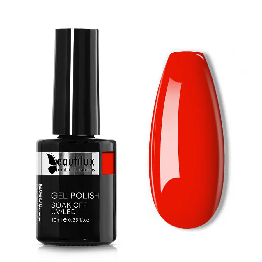 Vernis Gel Semi-Permanent Beautilux B-003 - Rouge Cerise pour un Impact Visuel Fort