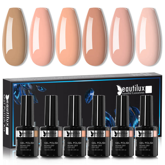 Kit de Vernis Semi-Permanent Beautilux - Collection Nude Chaleureux (6x10ml) | SKU : B-109114