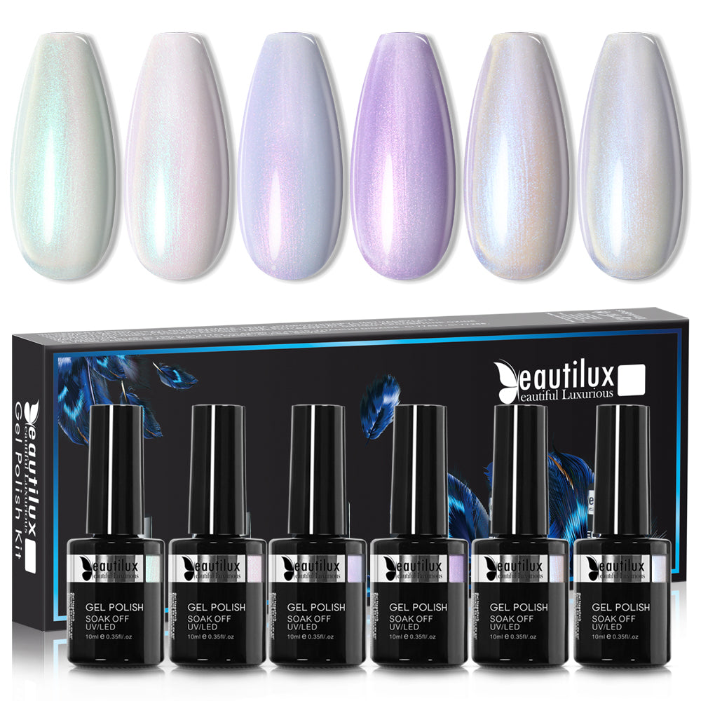 Kit de Vernis Semi-Permanent Beautilux - Collection Effet Sirène & Perle (6x10ml) | SKU : B-121126