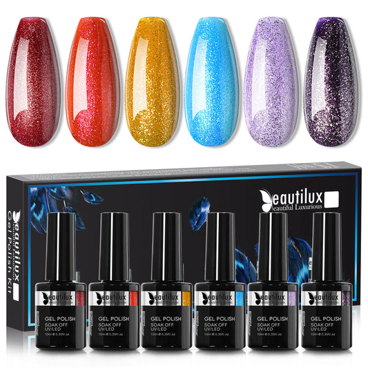 Kit de Vernis Semi-Permanent Beautilux - Collection Métallique & Pailleté (6x10ml) | SKU : B-145150