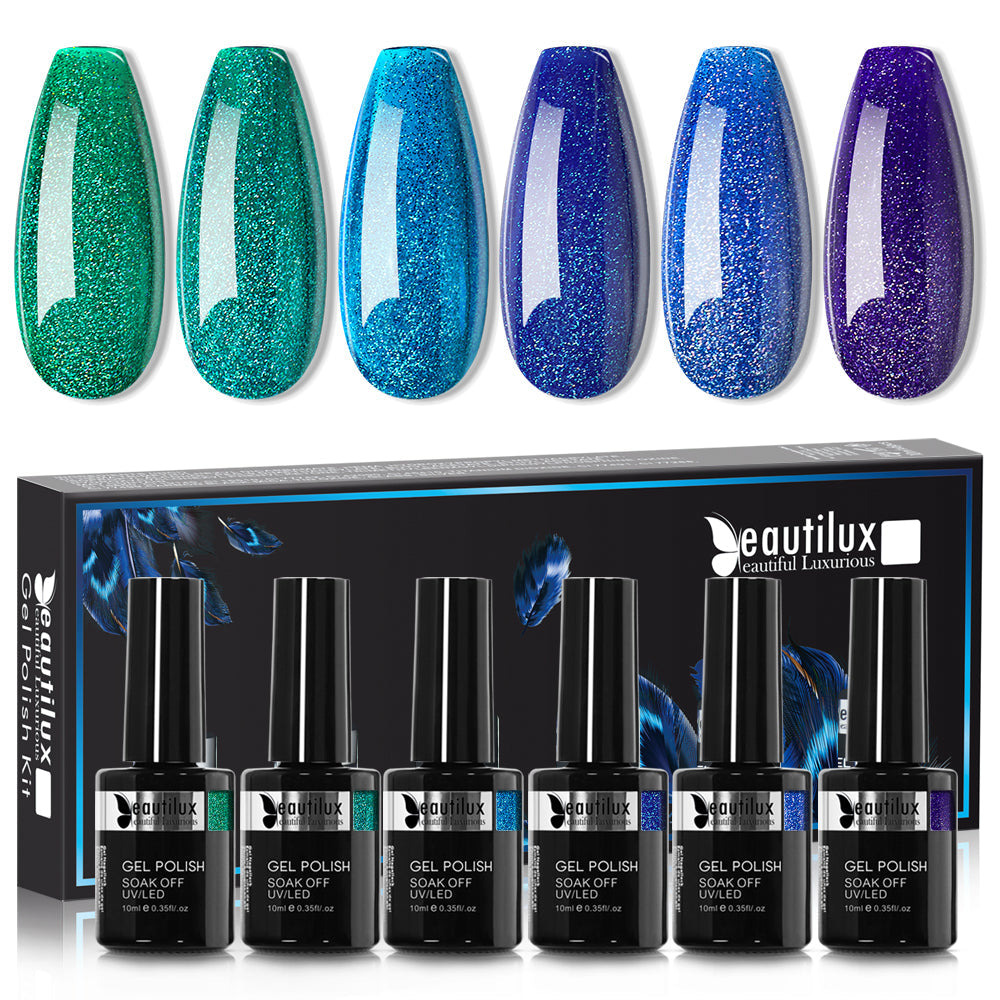 Kit de Vernis Semi-Permanent Beautilux - Collection Océan Scintillant (6x10ml) | SKU : B-157162