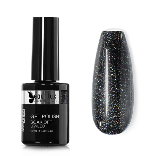 Vernis Semi-Permanent Beautilux B-168 Noir Pailettes