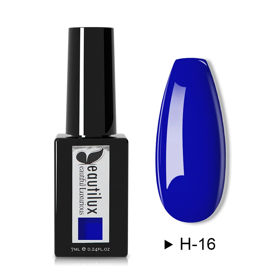 Vernis Semi-Permanent Beautilux H-16 "Bleu Profond" - Manucure Hypoallergénique pour Sensibilités Cutanées