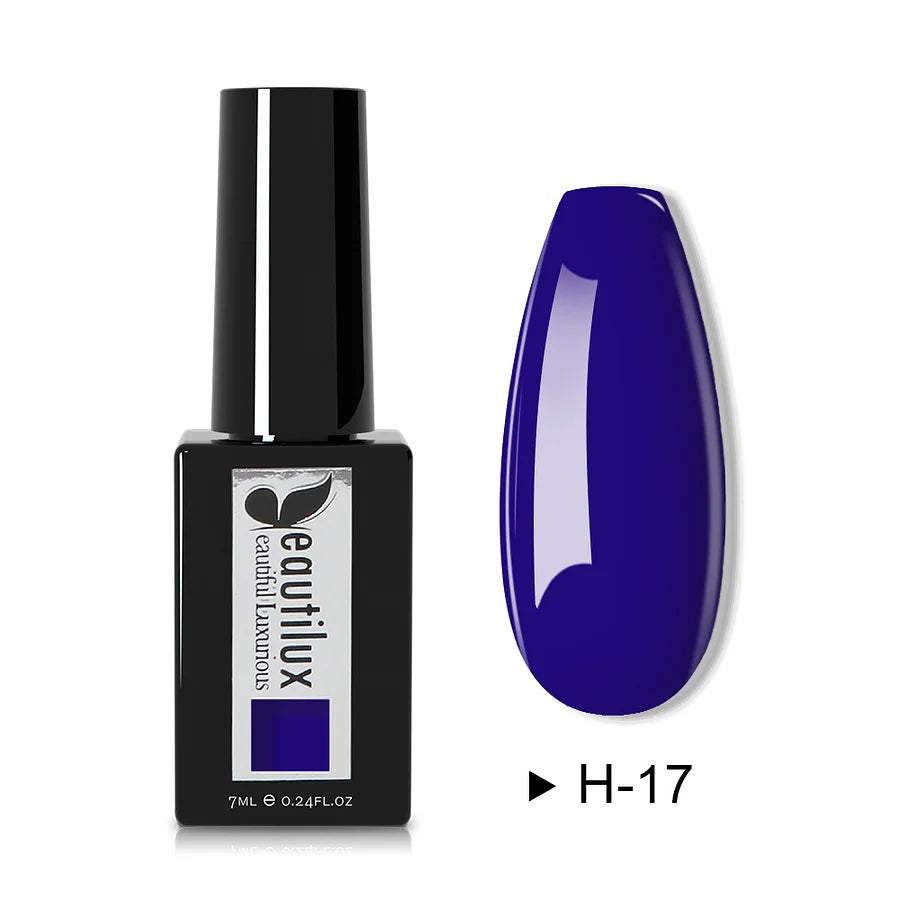 Vernis Semi-Permanent Beautilux H-17 "Bleu Majestueux" - Sécurité et Éclat pour Peaux Sensibles