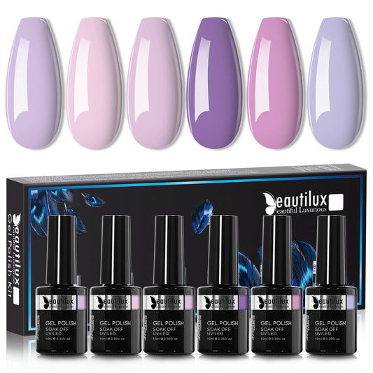 Kit de Vernis Semi-Permanent Beautilux - Collection Lavande & Lilas (6x10ml) | SKU : B-097102