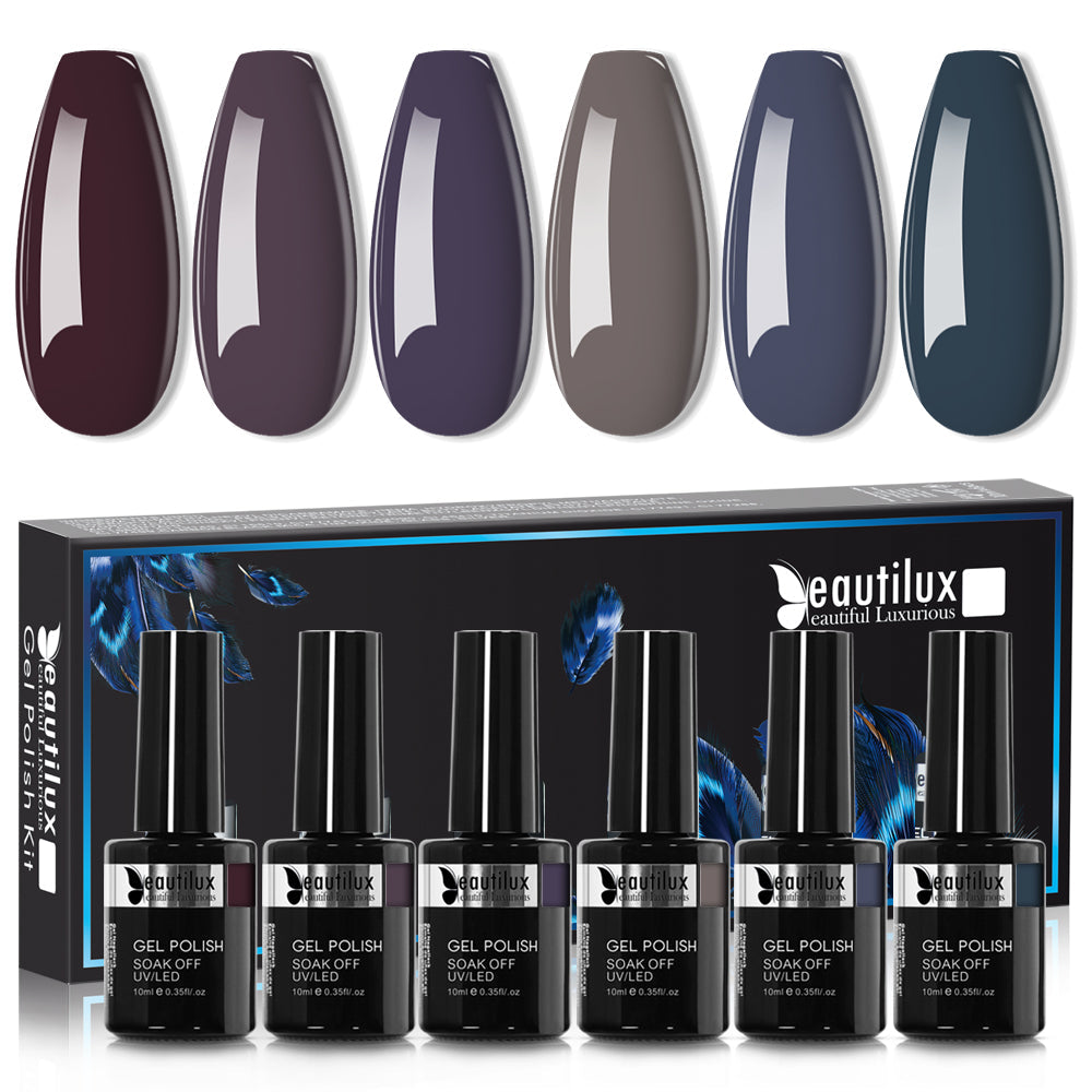 Kit de Vernis Semi-Permanent Beautilux - Collection SHADOW NIGHT (6x10ml) | SKU : AC-109114