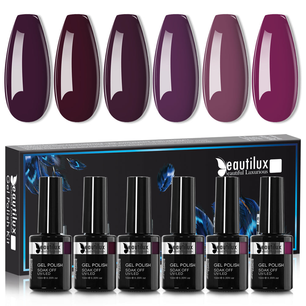 Kit de Vernis Semi-Permanent Beautilux - Collection PURPLE PASSION (6x10ml) | SKU : AC-6166