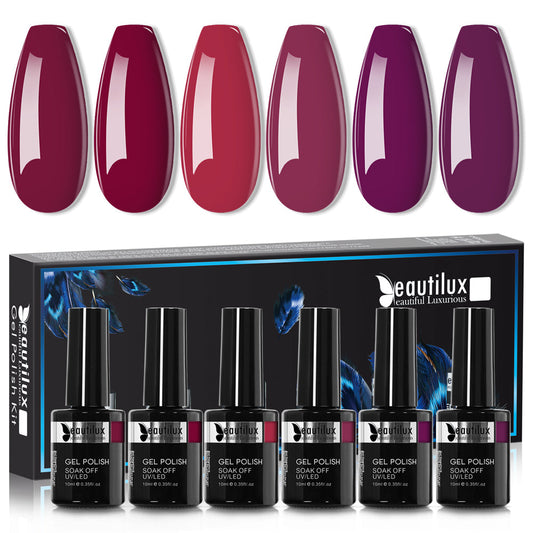 Kit de Vernis Semi-Permanent Beautilux - Collection BERRY CHIC (6x10ml) | SKU : AC-6772