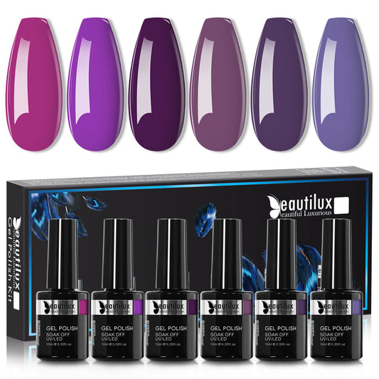 Kit de Vernis Semi-Permanent Beautilux - Collection ROYAL PURPLE (6x10ml) | SKU : AC-7378