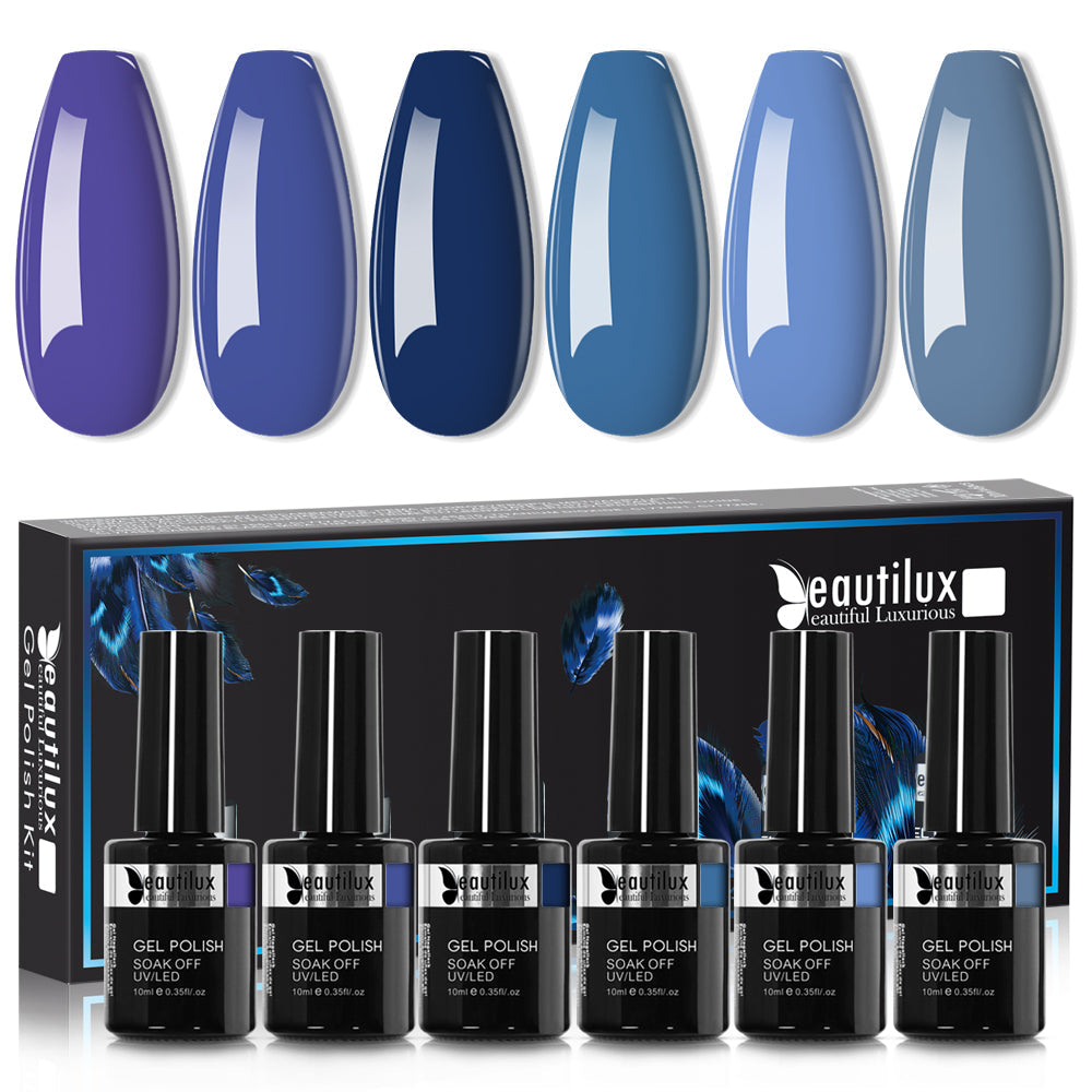 Kit de Vernis Semi-Permanent Beautilux - Collection DEEP BLUE (6x10ml) | SKU : AC-7984