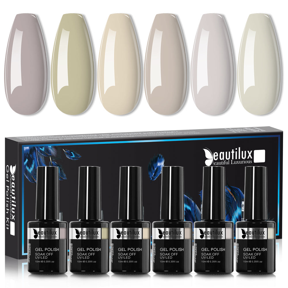 Kit de Vernis Semi-Permanent Beautilux - Collection NUDE ELEGANCE (6x10ml) | SKU : AC-9196