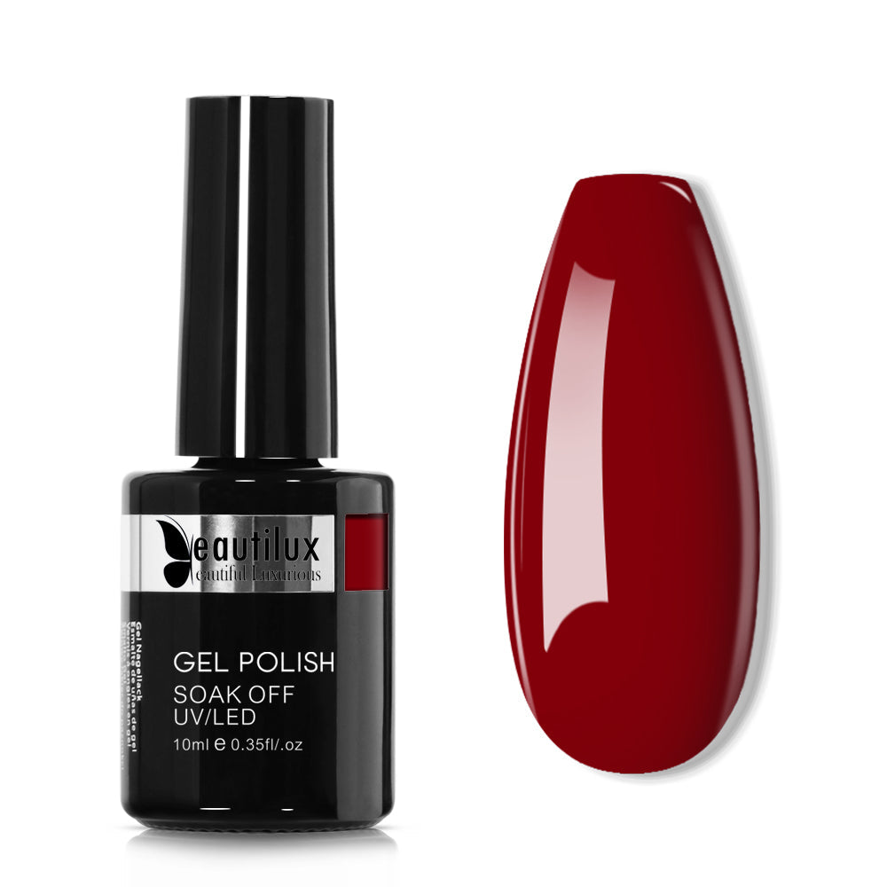 Vernis Gel Semi-Permanent Beautilux B-008 - Rouge Scarlet pour une Manucure Durable