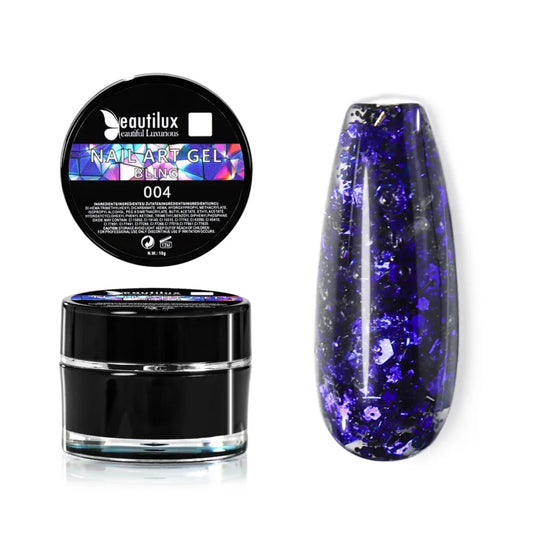 Gel Nail Art BLING Beautilux BHCD-04 : L'Élégance du Bleu Nuit Pailleté pour une French Reverse Sublime