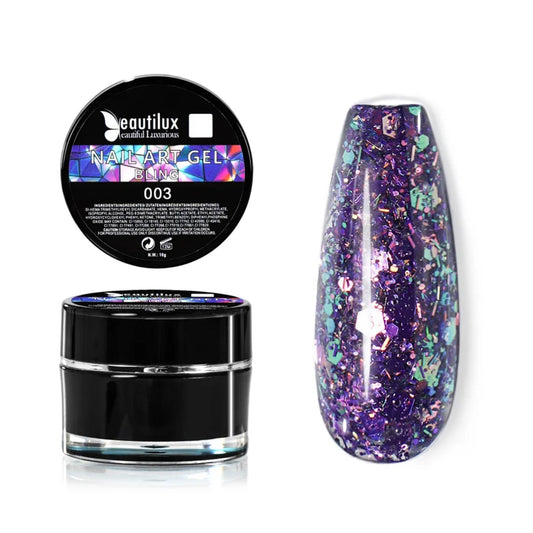 Gel Nail Art BLING Beautilux BHCD-03 : L'Éclat Intense du Violet pour une French Reverse Sublime