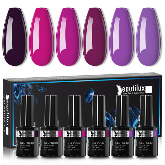 Kit de Vernis Semi-Permanent Beautilux - Collection Violet & Prune (6x10ml) | SKU : B-013018