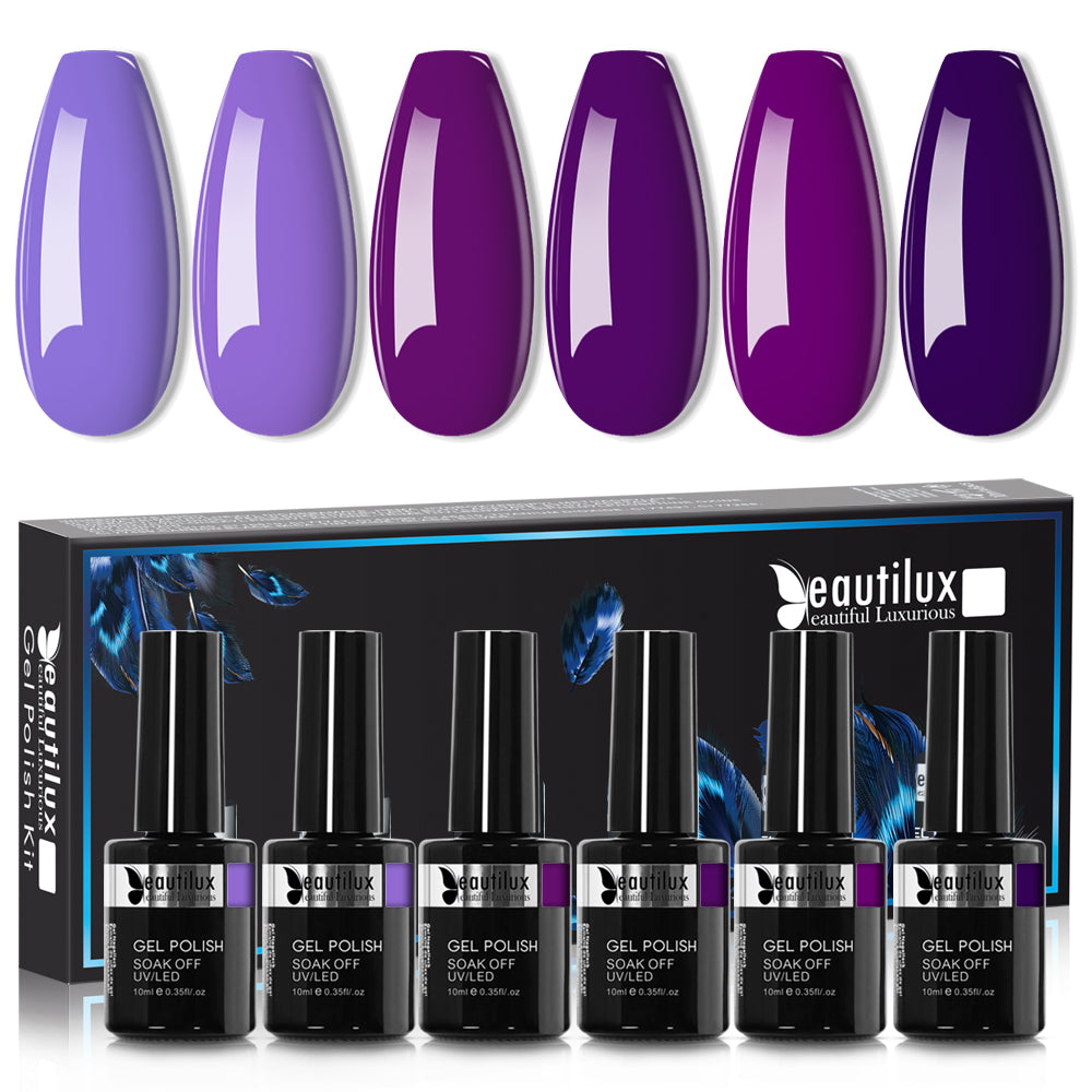 Kit de Vernis Semi-Permanent Beautilux - Collection Violet Royal (6x10ml) | SKU : B-019024