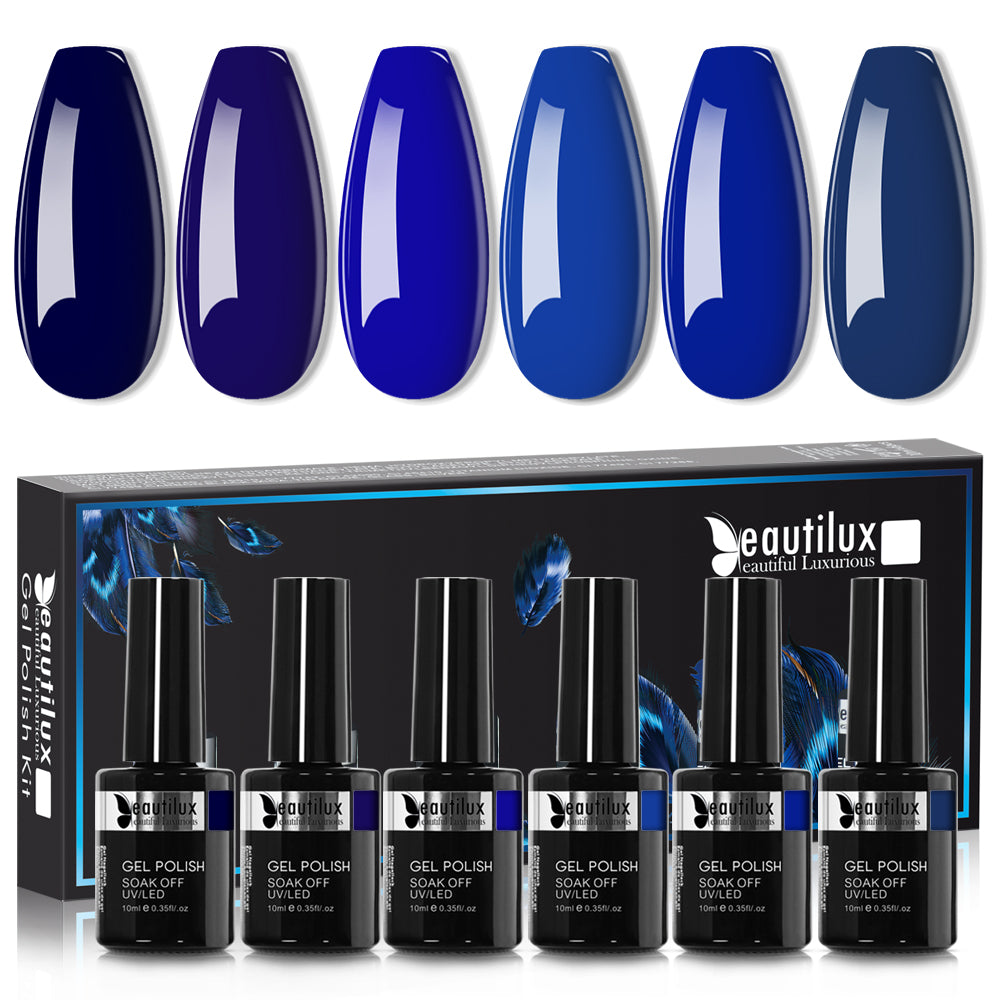 Kit de Vernis Semi-Permanent Beautilux - Collection Bleu Intense (6x10ml) | SKU : B-025030