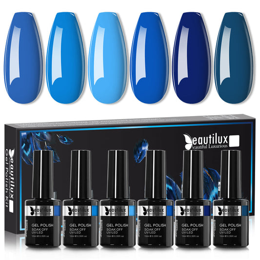 Kit de Vernis Semi-Permanent Beautilux - Collection Bleu Océan (6x10ml) | SKU : B-031036