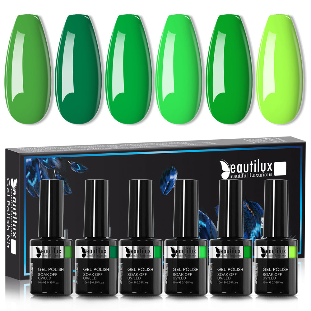 Kit de Vernis Semi-Permanent Beautilux - Collection Vert Végétal (6x10ml) | SKU : B-043048