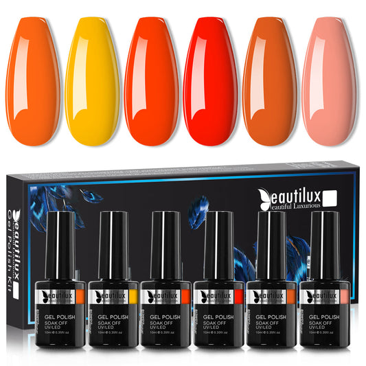 Kit de Vernis Semi-Permanent Beautilux - Collection Orange & Corail (6x10ml) | SKU : B-055060