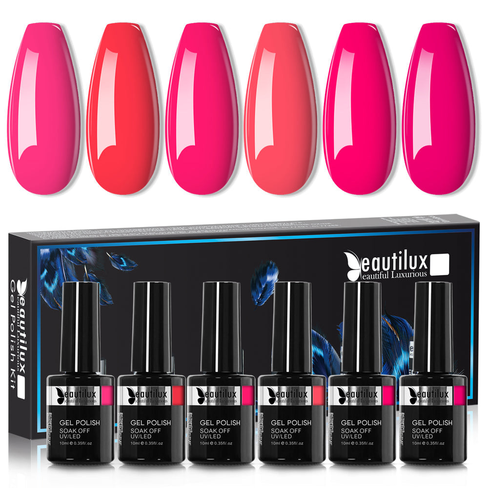 Kit de Vernis Semi-Permanent Beautilux - Collection Rose & Fuchsia (6x10ml) | SKU : B-061066