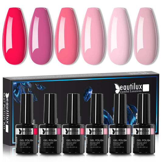 Kit de Vernis Semi-Permanent Beautilux - Collection Rose Doux & Nude (6x10ml) | SKU : B-067072