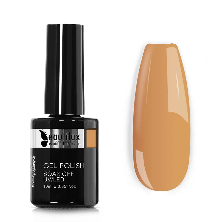 Beautilux Vernis Gel Semi-Permanent AC-105 – Chaleur et Élégance en Caramel Doré