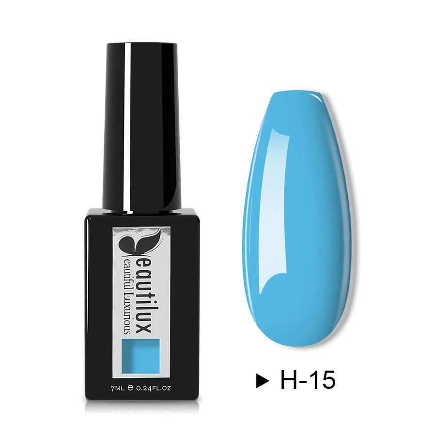 Vernis Semi-Permanent Beautilux H-15 "Bleu Azur" - Manucure Hypoallergénique pour Peaux Sensibles