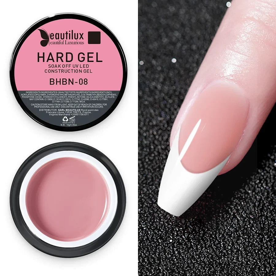 Gel de construction d'ongle BEAUTILUX HARD BUILDER GEL BHBN-08 en pot de 10 Gr